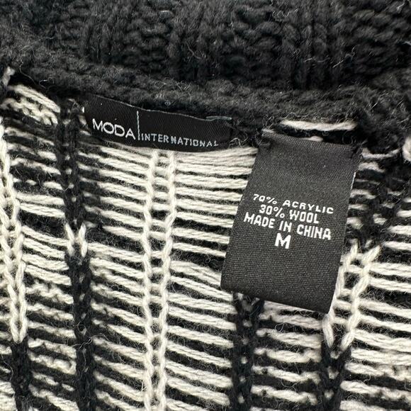 Moda International Y2k black/white Southwestern sweater tie cardigan Size medium - Picture 3 of 16